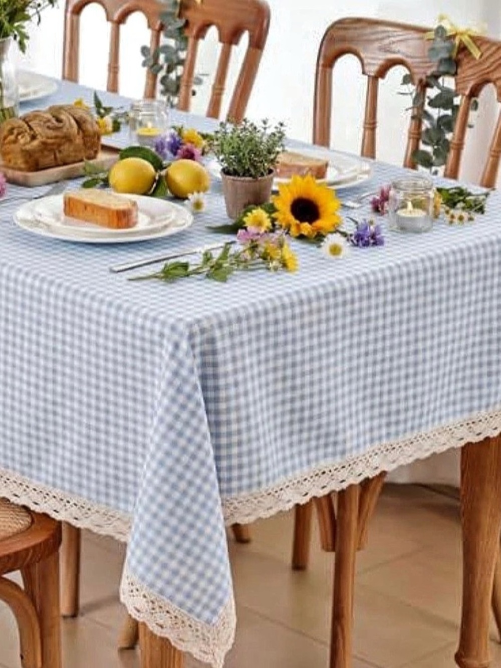 Blue & White Gingham Tablecloth